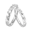 Anillos de Pareja Promesa de Glaciar de Plata Pura 999, Exquisito Diseño de Textura de Nicho, Anillos Ajustables de Plata de Ley