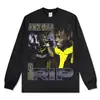 Camiseta de manga corta de algodón pesado, corte holgado, con lavado vintage americano y efecto desgastado, estampada con Juice WRLD, para hombres y mujeres