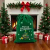 Bolsa de presente de flanela com fundo redondo, bolsa com cordão de fruta da paz, bolsa com cordão de veludo do Papai Noel e boneco de neve, bolsa de presente para doces