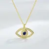 Collar Clásico Ojo del Diablo de Plata de Ley S925 para Mujer con Ojos Azules Incrustados de Diamantes, Cadena para Clavícula, Vendedor Popular en Amazon Aliexpress