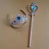 En stock Diadema de Princesa Corona de Frozen Varita Mágica Corona de Corona de Diamantes Electrochapados para Niños Traje de Cetro
