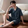 Pijama de modal para hombre de verano, manga corta, nuevo modelo 2026, conjunto casual y cómodo de cárdigan para casa, se puede usar afuera