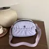 Bolso de Hombro Coreano de Aspecto Elegante Nuevo Bolso Cruzado Ligero Casual Color Sólido Plisado Gran Capacidad Bolso para Estudiante Mujer