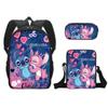 Novo produto: Mochila Escolar de Desenho Animado, Mochila de Estudante de Poliéster, Estojo Simples Infantil, Pequena Bolsa de Ombro, Conjunto de Três Peças