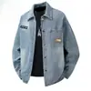 Jaqueta jeans longa de manga comprida estilo japonês para homens, roupa casual de primavera e outono, jaqueta estilosa e de corte solto combinada com jeans, um conjunto de roupas masculinas