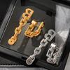 Textura de estilo de metal europeu e americano em forma de B brincos de corrente banhados a ouro elegante luxo leve brincos de alta qualidade jóias atacado