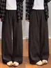 Pantalones color marrón melardo, nuevo estilo 2026, pantalones de mujer de moda populares este año, pantalones de pierna ancha sueltos y casuales para figuras petite