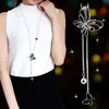 Cadena Larga para Suéter, Collar de Lujo Ligero y de Alta Gama para Mujer, Accesorio de Borla Moderno y Versátil, Colgante Simple de Perla que No se Desvanece