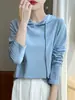 Sudadera casual holgada de algodón puro para mujer, suéter de punto para primavera y otoño, versátil y adelgazante, adecuado como prenda exterior o como capa base