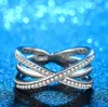 Anillo de Platino con Diamante Cruzado Best-Seller al por Mayor en Aliexpress Transfronterizo en Stock para Entrega Inmediata