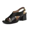 Sandálias femininas de salto alto com salto grosso, design aberto na frente, tira única com fivela, sapatos femininos versáteis casuais da moda primavera/verão 2026