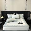 Set de Tres Piezas de Colchoneta de Seda de Hielo con Estampado Digital Clase A Verano Engrosado Antibacterial Lavable Lujo Ligero Sombrero de Cama Colchoneta para Aire Acondicionado