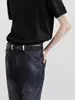 Camiseta de Tricô Manga Curta Gola Henry com Botão Americano Masculina Verão Seda Gelada Estilo Old Money High-End Durão Casual