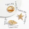 Pinza para el Cabello de Estrella de Mar Dorada y Caracola, Pinza de Cocodrilo Metálica Casual Estilo Vacacional Transfronterizo Europeo y Americano, Accesorio para el Cabello con Elementos Marinos de Playa