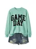 Amazon eBay loja independente moda versátil feminina dia de jogo grande letra recorte moletom esportivo para exportação