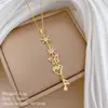 [Acero de Titanio] Copo de Nieve Mariposa Borla Estilo Palacio Elegante Collar Totalmente Incrustado de Diamantes para Mujer Cadena Versátil para Clavícula Cadena de Acero de Titanio