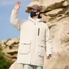 Casaco longo de algodão acima do joelho, novo modelo de inverno, com capuz, estilo casal, marca da moda casual trendy, versátil, forrado com fleece e espessado