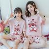 Pijama Nova de Verão Fina de Algodão Puro para Meninas Roupas de Casa Infantis Algodão Modal Infantil Médio e Grande Manga Curta Conjunto Mãe e Filha