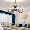Lámpara de Sala de Estar, Moderna y Sencilla, Elegante y Lujosa, Iluminación de Gama Alta para el Vestíbulo, Dúplex de Villa, Lámparas de Estilo Americano, Candelabro de Cristal