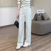 Pantalones de pierna recta con crema de leche de avena para primavera [Versión 2] Elásticos en cuatro direcciones Crujientes y adelgazantes Jeans de color claro Pantalones largos elegantes