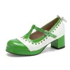 Zapatos de Tanga en Forma de T con Bloques de Color de Nuevo Estilo 2026, Zapatos de Una Sola Piel Poco Profundos con Punta Redonda, Zapatos de Tacón Medio Grueso para Mujer, Tallas Grandes 40-50