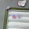 Brincos de cerâmica com design de flor de rosa em plástico degradê, brincos de flor luminosa em cola creme macia, acessórios requintados e versáteis