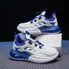 Zapatos para Niños Zapatos Deportivos Infantiles 032 Estilo Primavera y Otoño Malla Transpirable Suela Suave Zapatos de Correr para Niños Zapatos Blancos Azules con Botones