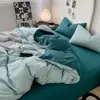Juego de ropa de cama minimalista estilo nórdico de cuatro piezas, sábana de tela cepillada para cama de dormitorio, color liso, amigable con la piel, juego simple de tres piezas para estudiantes