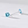 S925 brincos de prata esterlina atacado jóias japonês e coreano simples birthstone quatro garra cor zircão brincos fábrica vendas diretas