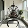 Cadeira de cesto suspenso de chão em estoque do fabricante, cadeira de balanço de rattan dobrável para varanda interna e externa, cadeira suspensa tipo ninho de pássaro para uso doméstico individual