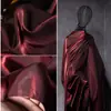 Tela de Satén de Seda Esmaltada con Gradiente Rojo Vino, Amigable con la Piel, Transpirable, Brillante, Tela para Vestido Hanfu, Falda Mamian, Tela para Vestido de Boda