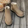 Nueva colección de otoño e invierno: botas de nieve con forro de felpa, color caqui, acabado mate, suela gruesa, cremallera lateral y forro afelpado, botas para mujer, para venta transfronteriza en la UE