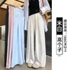 Pantalones azules Nai Fu Yamamoto para mujer, nuevo estilo de verano 2026 fino, para petite, holgados, estrechos rectos, de seda helada, de pierna ancha