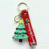 Llavero de Santa Claus transfronterizo, colgante de figura de goma blanda 3D, colgante de suministros navideños de dibujos animados, decoración de árbol de Navidad