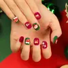 Uñas Portátiles de Navidad Copo de Nieve Amor Brillo Manicura Uñas Postizas Cortas Almendra Mariposa Uñas Largas Europeas y Americanas Venta al por Mayor