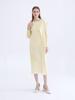 Vestido Feminino Básico de Comprimento Médio Miyake Primavera/Verão 2026 Cor Sólida Nova Patchwork Manga Longa Slim Fit Plissado