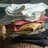 Liquidación de Marca: Etiqueta de Diseñador Etiqueta Cortada para Mujer Artísticos Delgados de Lino Pantalones Cortos de 5 Puntos, Casual Sueltos de Algodón y Lino Pantalones Cortos de Pierna Ancha