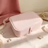 Caja de joyería de cuero más vendida transfronteriza con espejo, caja de almacenamiento multicapa para pendientes, anillos y collares