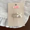 Grampo de Cabelo Flor de Pérolas Exquisito de Luxo Leve Coreano Presilha Lateral de Laço de Strass Doce Elástico de Cabelo de Bolinhas Versátil Acessório de Cabelo