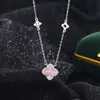 Colar de flor da sorte em prata pura 999 para mulheres, corrente para clavícula de trevo de quatro folhas da ilha de gelo clássica de nicho, gargantilha acessório de alta qualidade