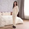 2026 Pijamas Nuevos para Mujer, Estilo Primavera y Otoño, Otoño, Algodón Puro, Manga Larga, Rayas, Sensación de Alta Gama, Tallas Grandes, Ropa de Casa, Conjunto 100% Algodón
