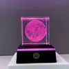 Luminária de Noite de Cristal Luminoso Presente Criativo Cubo Esculpido em 3D Enfeites de Mesa Lâmpada Decorativa para Quarto Lâmpada de Cabeceira de Ambiente