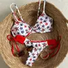 Bikini Texturizado Nuevo Estilo Americano con Patrón de Estrellas, Cruzado, con Cuello Halter y Tirantes, Traje de Baño Sexy de Dos Piezas para Mujer 2026