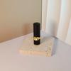 Tubo de lápiz labial en aerosol negro brillante, tubo de esmalte de labios redondo dorado, soporte de embalaje personalizado