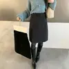 Falda de Lana Recta de Longitud Media Elegante Retro Coreana Nueva para Invierno 2025 para Mujer Versátil