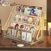 Soporte de exhibición de escritorio acrílico multifuncional, organizador de cosméticos transparente de niveles, estante de almacenamiento de cuentas de gran capacidad