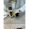 Zapatos Peludos para Otoño e Invierno para Mujer 2024 Nuevos Flats de Punta Redonda de Cuento con Lazos, Versátiles Zapatos Scoops de Algodón Cálido con Forro Polar