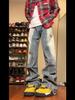 Jeans de trabajo retro americano para hombre otoño vibra high street pantalones rectos marca de moda estilo coreano holgados pantalones de mezclilla