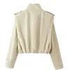 Moda feminina europeia e americana transfronteiriça, popular no AliExpress: Jaqueta bomber plissada, da moda, casual e tendência, estilo francês. Outros estilos disponíveis