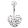 Bestseller transfronterizo: Anillo para ombligo en forma de corazón con incrustaciones de diamantes, joyería para piercing de acero inoxidable, pendiente para ombligo en forma de corazón totalmente de diamantes, accesorio para ombligo moderno y único
